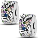 Bracelet a clip en argent 925, fermoir a billes, intervalle de perles, ouverture europenne, 2 pices ...