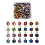 Breloques en alliage de verre, pendentif avec strass en pierre de naissance, couleur mixte pour la fabrication ...