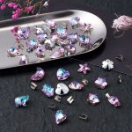 Breloques en cristal ab, 36 pices, pendentif en forme de coeur, strass pour collier de boucle d'oreille, ...