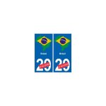 Brsil carte drapeau autocollant sticker plaque immatriculation - couleur : droits - angles : droits