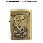 Briquet tempte essence - poker addict skull & aces - tte de mort 3d - rplique zippo