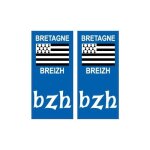 Bzh bretagne flag sticker autocollant plaque immatriculation auto logo 573 - couleur : droits - angles ...