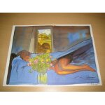 Cabanes - femme au lit - sign - affiche / poster envoi en tube
