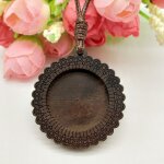 Cabochon en bois pour la fabrication de bijoux, plateau de base avec cordon en cuir, en verre vierge ...