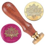 Cachet de cire en forme de fleur de lotus, 2, 5 cm, amovible, avec manche en bois, pour invitations de ...