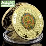 Calendrier maya - pi�ce m�daille comm�morative plaqu�e or (r�f 4)