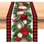 Camino de mesa navideã±o linge de plaid buffalo rouge et noir, 183 cm de longueur, idéal pour la décoration ... Camino de mesa navideã±o linge de plaid buffalo rouge et noir, 183 cm de longueur, idéal pour la décoration ...