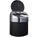 Cendrier en acier inoxydable avec couvercle, cendrier de table coupe - vent noir