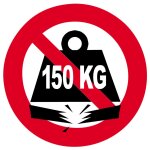 Charge maximale 150 kilos - 10cm - sticker / autocollant