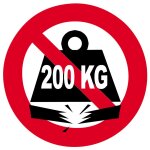 Charge maximale 200 kilos - 15cm - sticker / autocollant