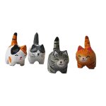 Chats en bois figurines sculpture statue belle petite sculpte orange chats statue fait a la main bois ...