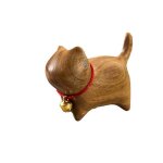 Chaton en bois chat avec mignon mini cloche ornement mignon statue style rustique bureau decor bureau ...