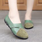 Chaussures plates en cuir vritable souple pour femmes, mocassins, chaussures bateau, boucle a crochet, ...