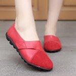 Chaussures plates en cuir vritable souple pour femmes, mocassins, chaussures bateau, boucle a crochet, ...