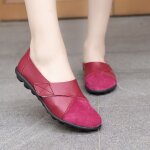 Chaussures plates en cuir vritable souple pour femmes, mocassins, chaussures bateau, boucle a crochet, ...