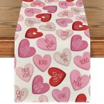 Chemin de table rose en forme de c?ur, motif  vritable amour , idal pour la saint - valentin, les ...