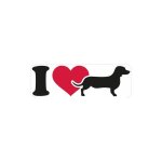 Chien autocollant i love teckel sticker adh�sif logo - taille : 4 cm - couleur : orange