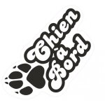 Chien a bord autocollant sticker adh�sif logo 2 - 3 - taille : 4 cm - couleur : blanc