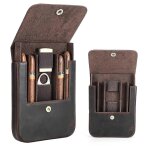 De cigares cas 4 - slot humidor de voyage, cuir pleine fleur, couleur de caf�, cigare organisateur avec ...