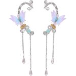Clip boucles d'oreilles elfe avec en filigrane, de papillons, de fleurs et de glands pour le cosplay