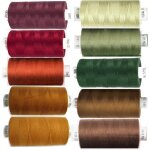 Coats moon bote de 10 bobines de fil a coudre assortis en polyester tout usage pour couture, surjeteuse, ...