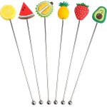 Cocktail mixer mixer sticks 6 pieces tropical cocktail mixer cocktail drink mixer with cute fruit pattern ...