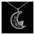 Collier aigue - marine brut. modle lune.