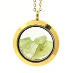 Collier pridot brut. modle mdaillon 30 mm. couleur or.