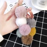 Color1 - cls pompon en fausse fourrure de lapin pour femmes, boule de fruits, pendentif pour sac de ...
