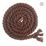 Corde en coton tressée a 3 brins, 8 mm x 65, 5 pi, pour fil a tricoter artisanal (10# marron) Corde en coton tressée a 3 brins, 8 mm x 65, 5 pi, pour fil a tricoter artisanal (10# marron)