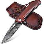 Couteau de poche damas couteau pliant avec etui couteau d'extrieur en acier damas aiguis pour le camping ...
