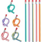 Crayons flexibles color�s pour enfants crayon souple flexible avec gomme, paquet de 20