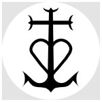 Croix camarguaise noir et blanc - 10cm - sticker / autocollant