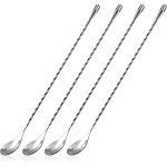 Cuillre a cocktail en acier inoxydable, manche long, cuillre de bar, motif spirale, cuillres a mlanger, ...
