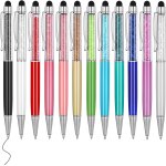 Cute stylo scintillant 2 en 1 stylo diamant cristal ultra - mince et stylo a bille encre noire (12 couleurs) ...