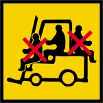 Danger de transport en el�vateur (15x15cm) - sticker / autocollant