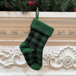 Dcoration de bas de nol - sac cadeau en acrylique tricot, vert - vert