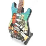 Decoration guitare miniature 22 cm avec son chevalet johnny hallyday hommage