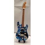 Decoration guitare miniature 22 cm avec son chevalet tribute van halen bleu