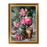 Diy 5d diamond flowers for cat embroidery painting for cross stitch art craft ho