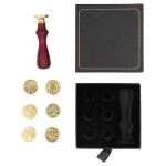 Diy cire a cacheter timbres poign�e en bois cire timbre kit pour cartes enveloppes invitationsblack