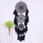 Dream catcher, larges, de couleur noire avec 3 cercles, macramé pendentif en blanc plumes pour la décoration ... Dream catcher, larges, de couleur noire avec 3 cercles, macramé pendentif en blanc plumes pour la décoration ...