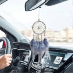 Dream catchers fait a la main argent et gris dream catcher voiture rtroviseur pendentif breloque avec ...