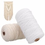 Durable 200m cordon de coton blanc beige naturel cordon torsad rope craft macrame string diy handmade ...
