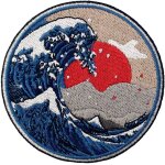 L'cusson en forme de la grande vague de kanagawa, a coudre ou a repasser sur
