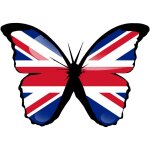 Effet papillon grande bretagne - 15x10, 5cm - sticker / autocollant