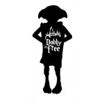 Elfe de maison dobby is free logo 55 autocollant sticker - taille : 12 cm - couleur : marron