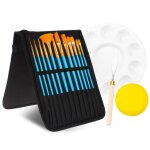 Ensemble de 12 pinceaux avec sac de rangement, 1 couteau a palette, 1 eponge et 1 palette de peinture. ...