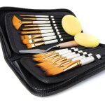Ensemble de 15 pinceaux pour peinture acrylique, huile, aquarelle, gouache, avec etui de transport escamotable ...