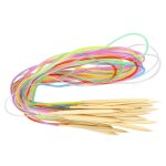 Ensemble de 18 aiguilles circulaires a double pointe en bambou, flexibles et a connexion rapide (120 ...